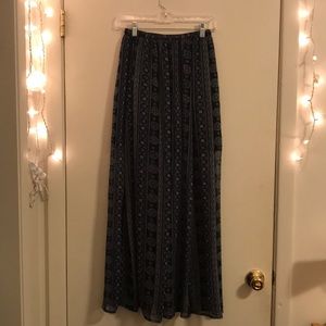 Navy/Blue Patterned Maxi Skirt